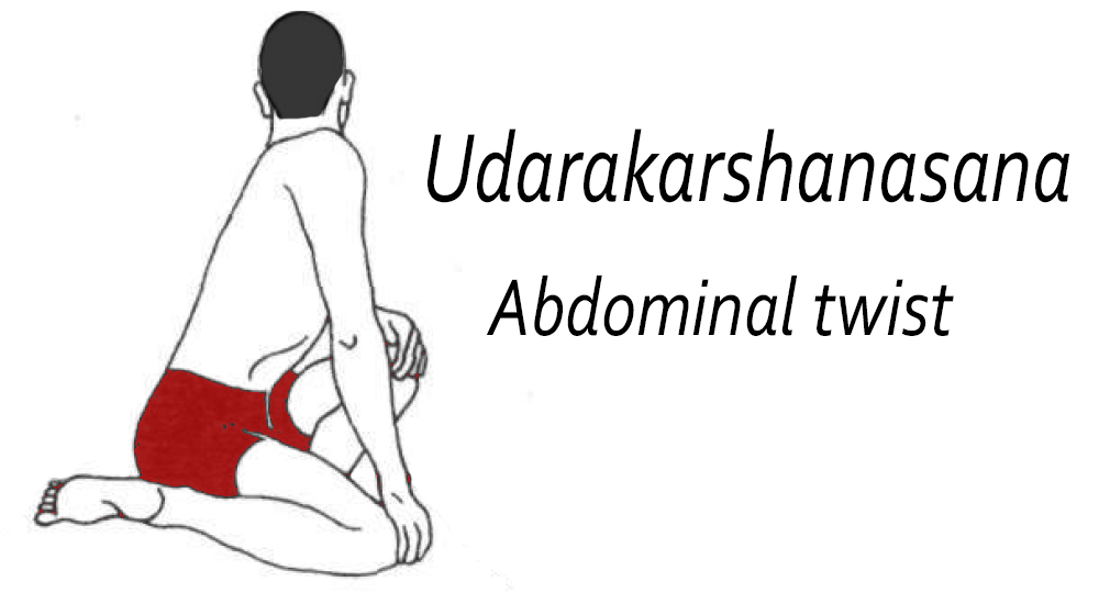 Udarakarshanasana (Abdominal twist yoga)